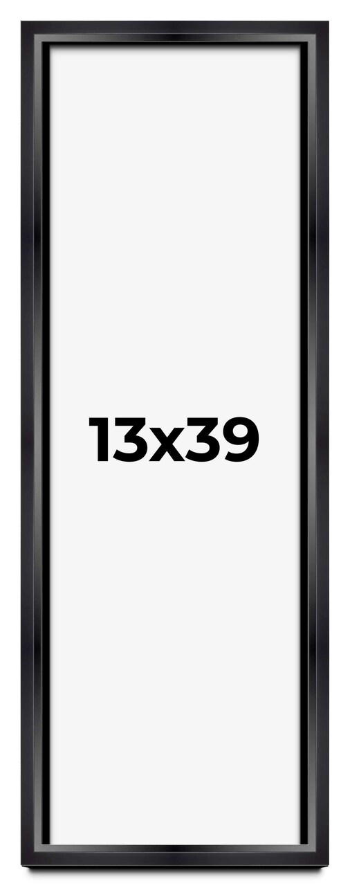 13x39 Minimalist Shadow Box Black Picture Frame - UV Acrylic, Backing, Hanging Hardware